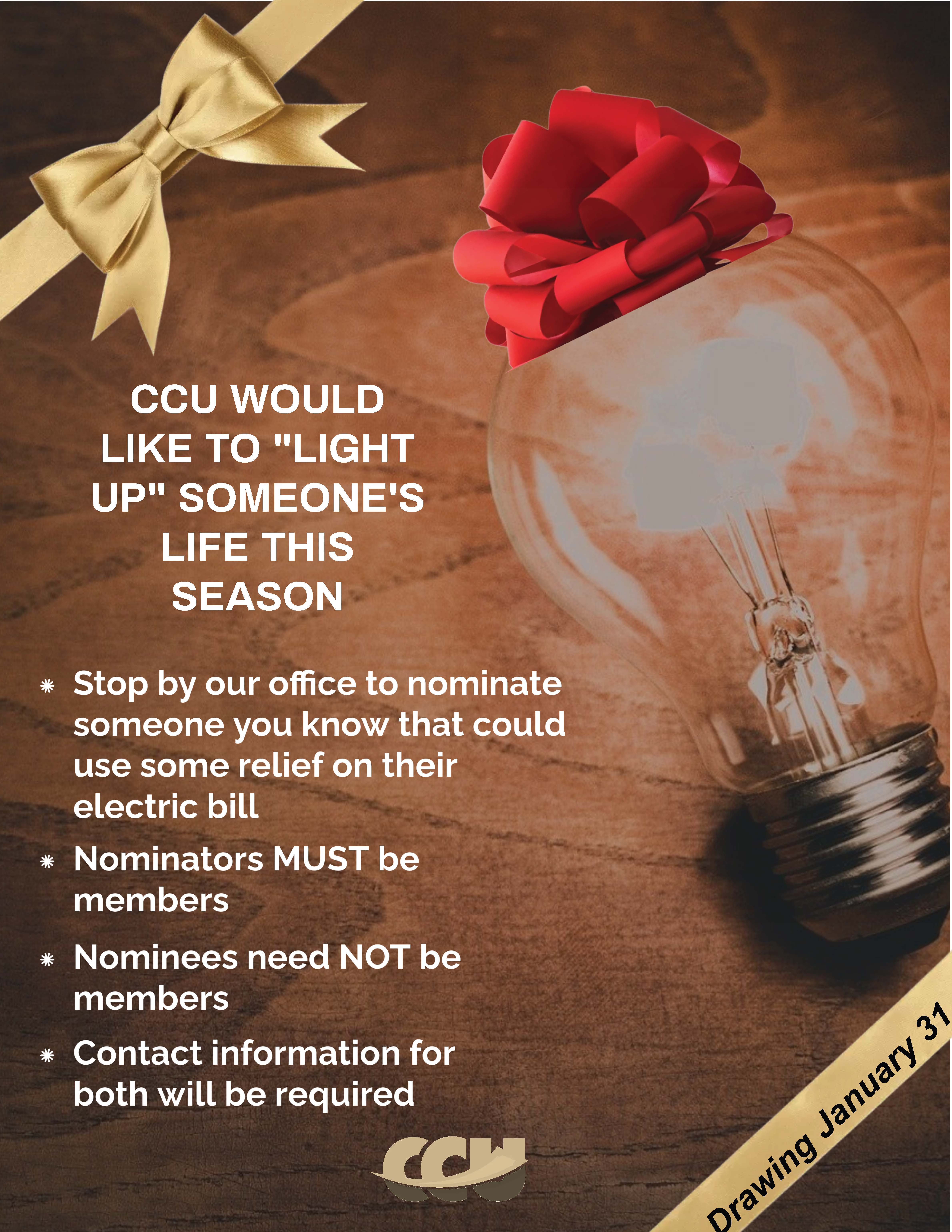 Nominate someone you know who could use some relief on their electric bill. Click to Enlarge.